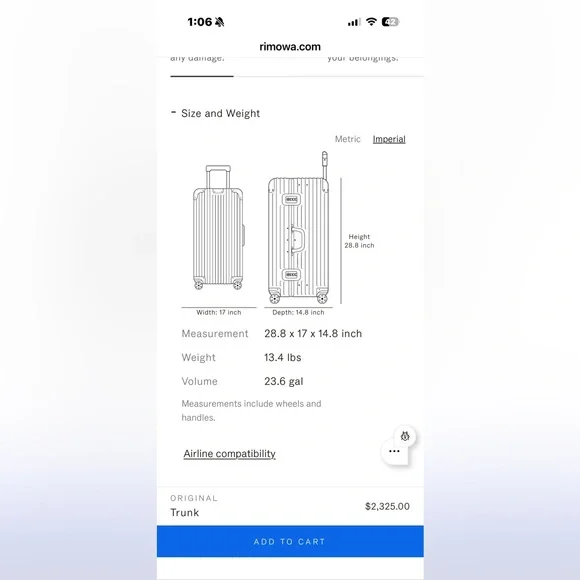 Rimowa Original Trunk Silver Checked Luggage - Picture 3 of 12